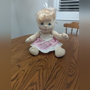 𝅺vintage Mattel My child Doll 1985wirh A Eyelet Sundress 13 Inches Tall.